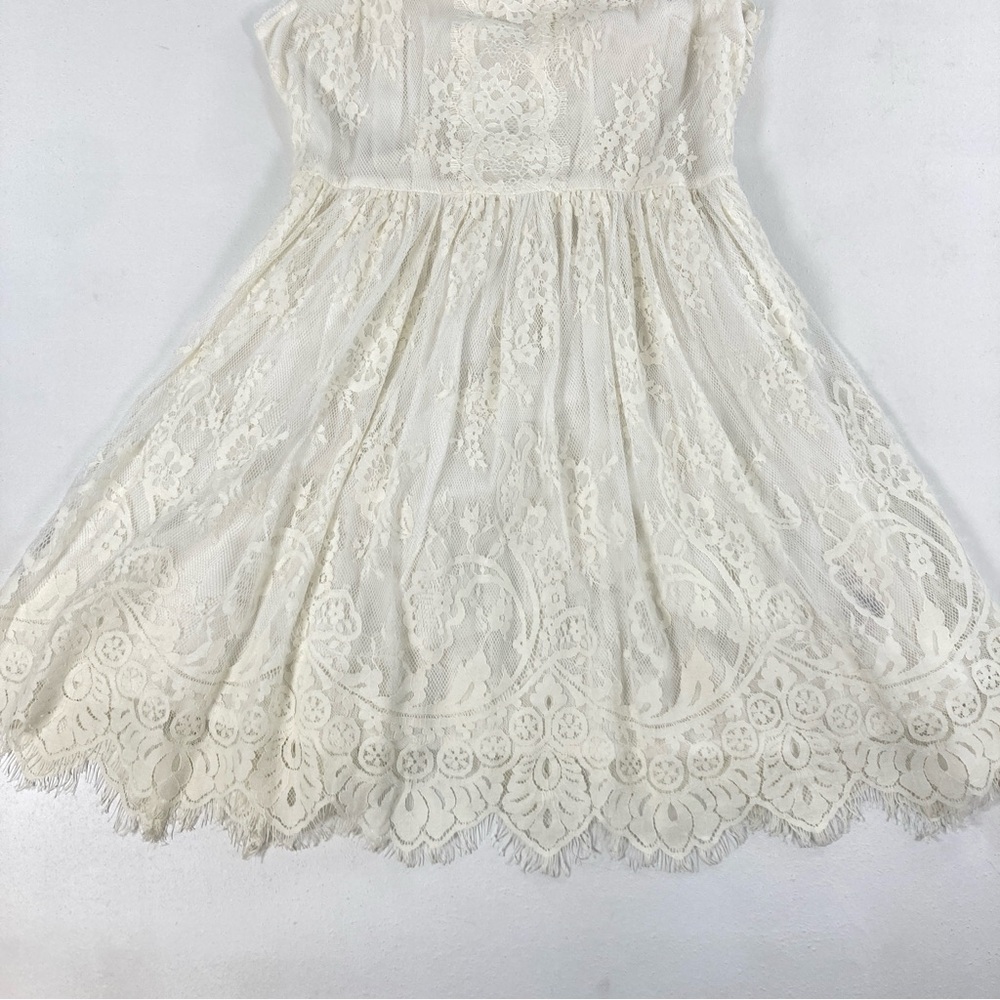Free People Verushka High Neck Button Back Lace dress Size 4 Ivory Women’s - Picture 3 of 14